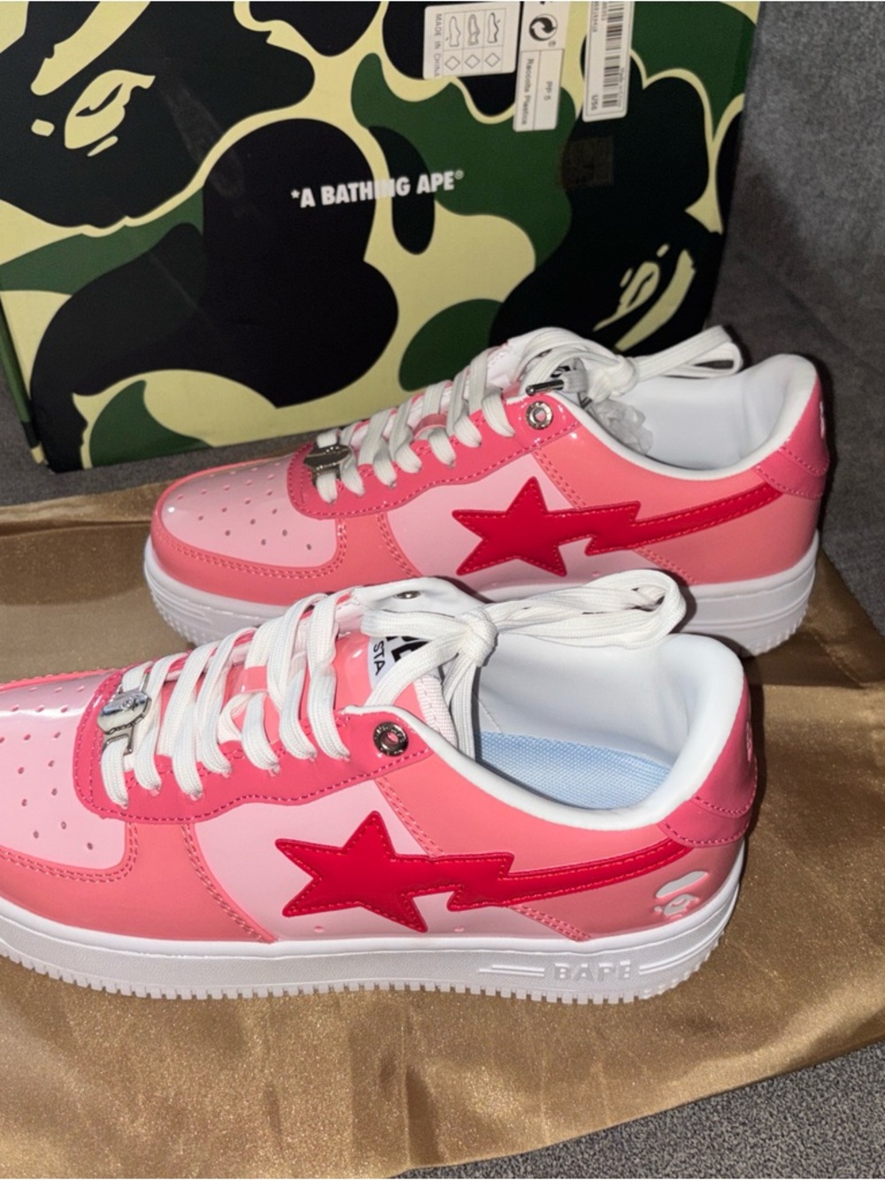 BAPE Sta Low Pink & Red Star Sneakers